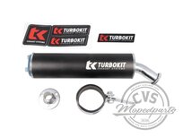 Schalld&auml;mpfer Turbo Kit Auspuff lose 3-Loch universal 60x225mm schwarz