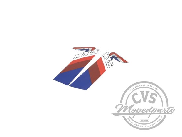 stickerset benzinetank Honda blauw/ bruin/ rood 2-delig past op MT