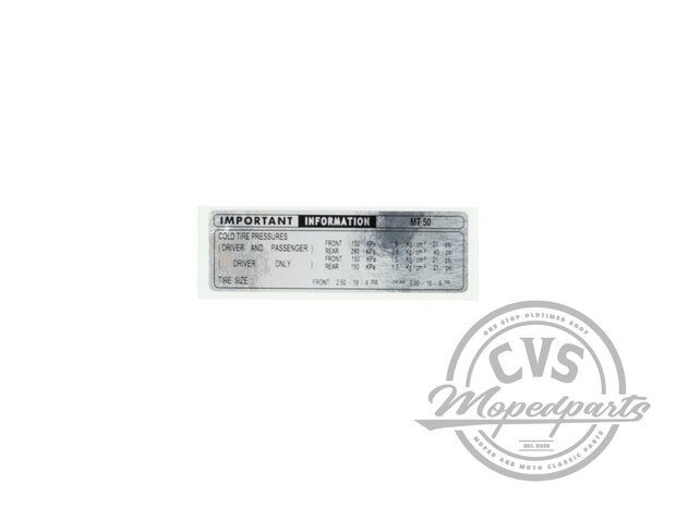 sticker informatie wit/ zwart past op mt5