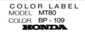 Color label sticker MT80 BP-109